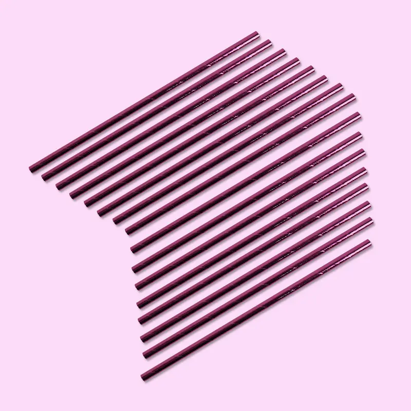 Popotes De Papel Decorados Color Fiusha, 16 Piezas. 2