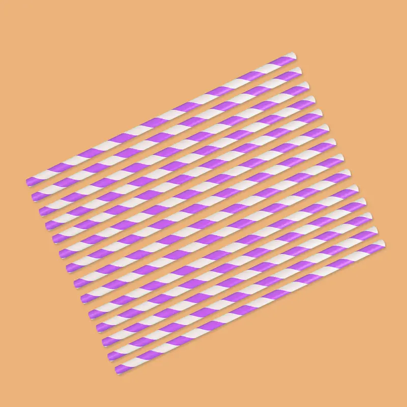 Popotes De Papel Decorados Color Morado, 16 Piezas. 2