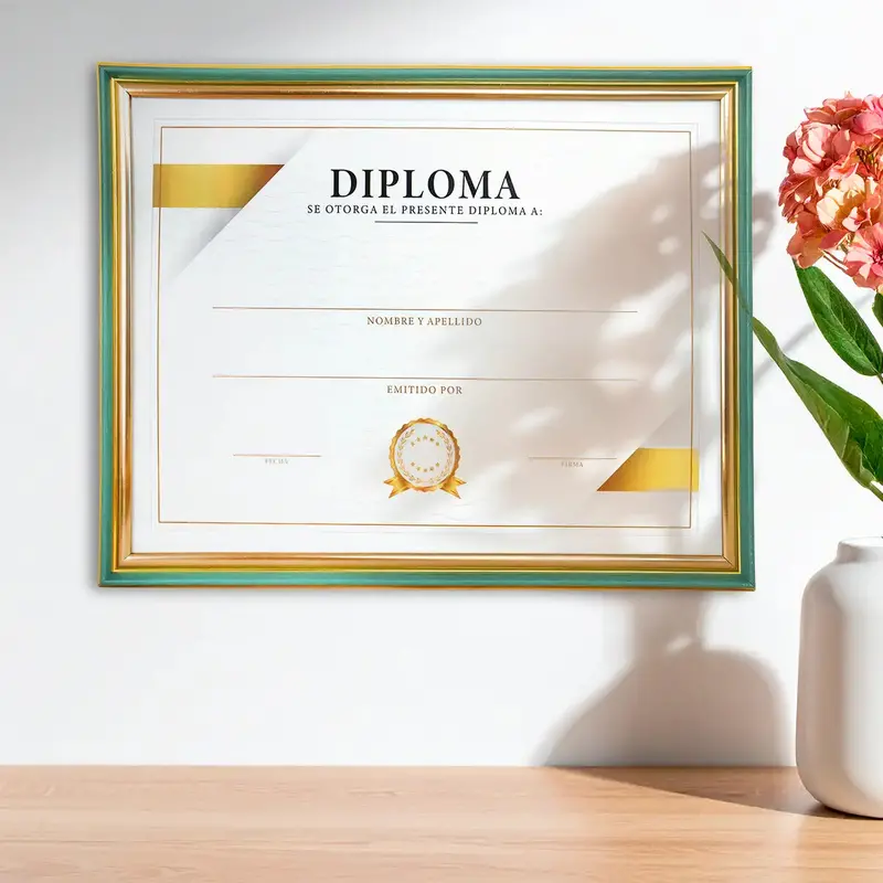 Porta Documento, Color Verde Y Bronce 1