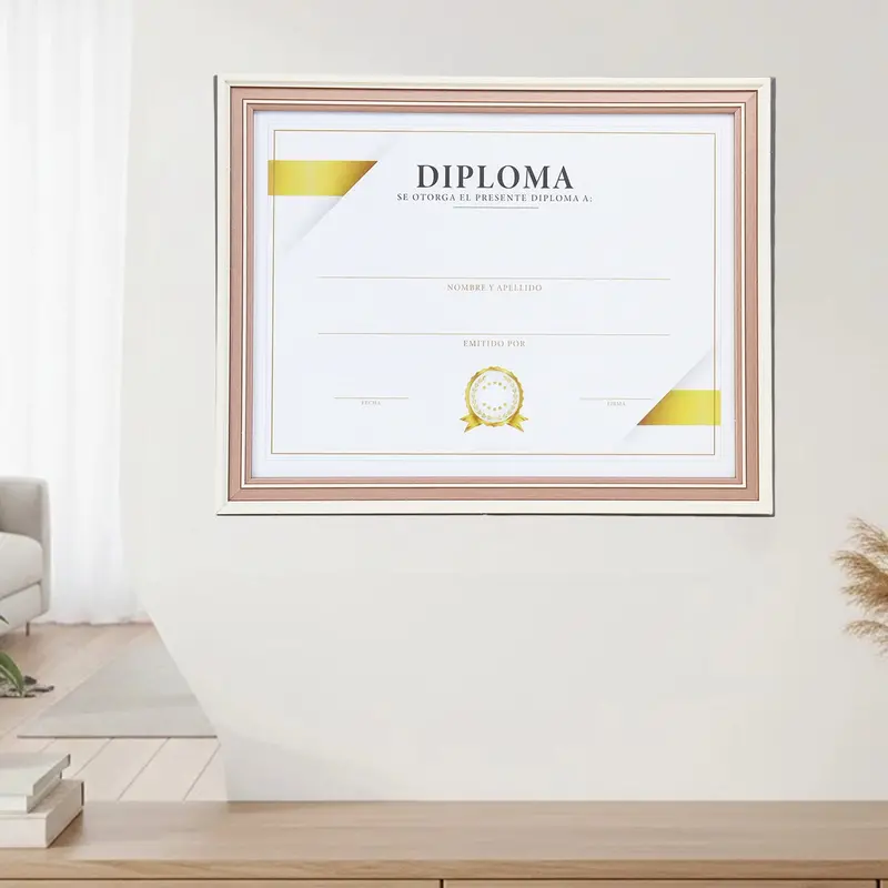 Porta Documento, Marco Color Beige Y Bronce 1