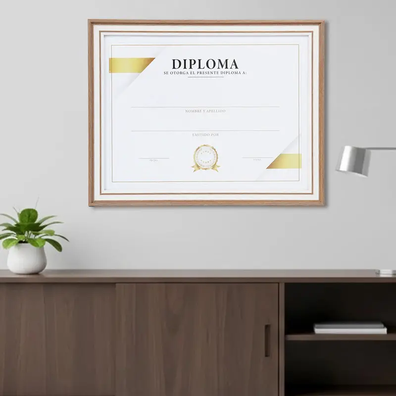 Porta Documento, Marco Color Café Y Oro 2