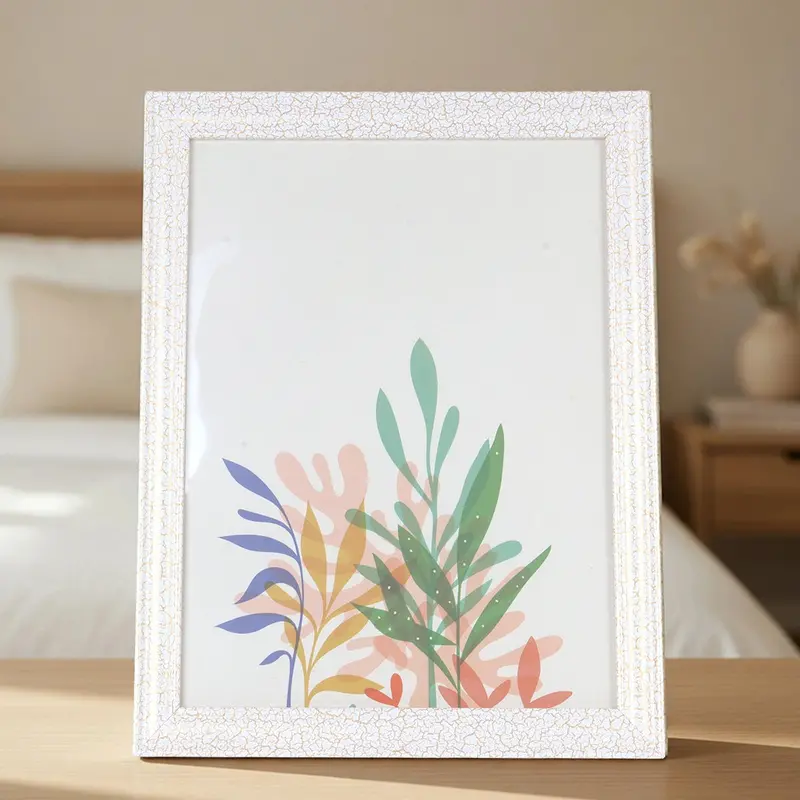 Portarretrato, Acuarela, Plantas, Color Blanco 2