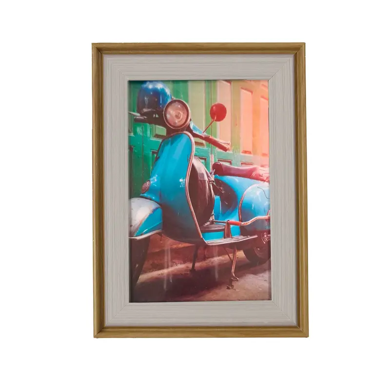 Portarretrato, Color Beige Con Filo Madera, 12X17 Cm 2