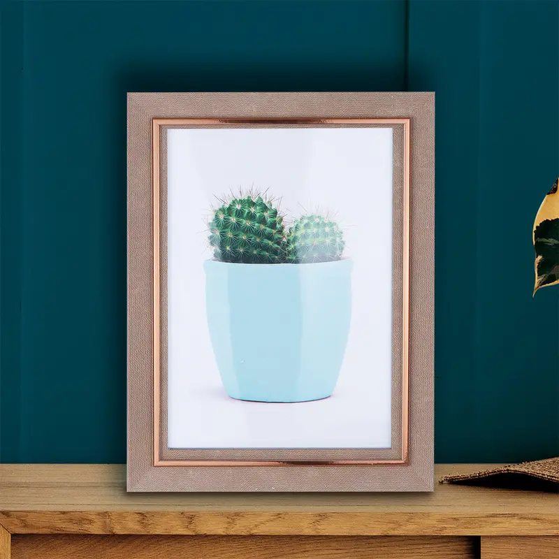 Portarretrato Decorativo Estilo Marmoleado, Color Café Con Bronce 1