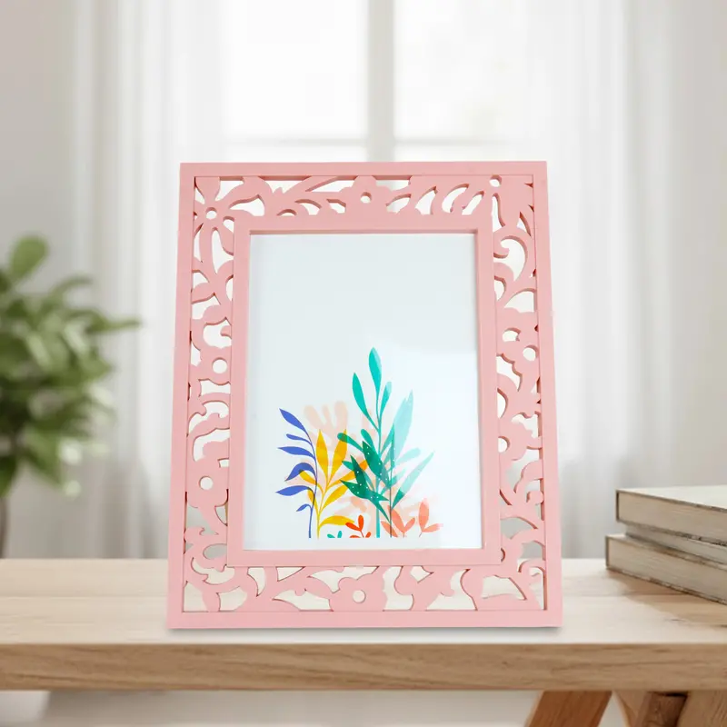 Portarretrato, Diseño Calado, Color Rosa 2