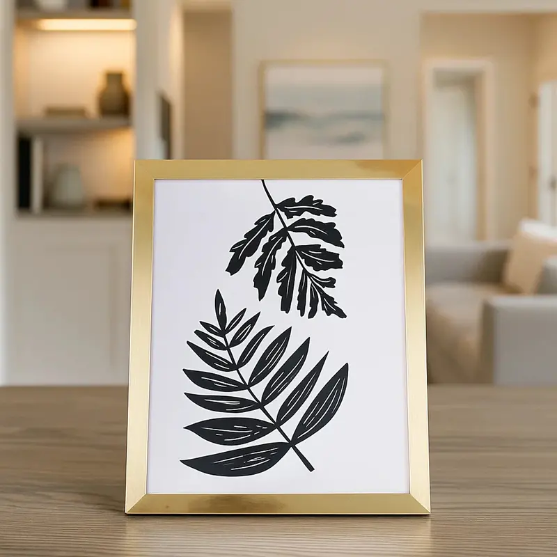 Portarretrato, Diseño Hoja, Color Oro 1