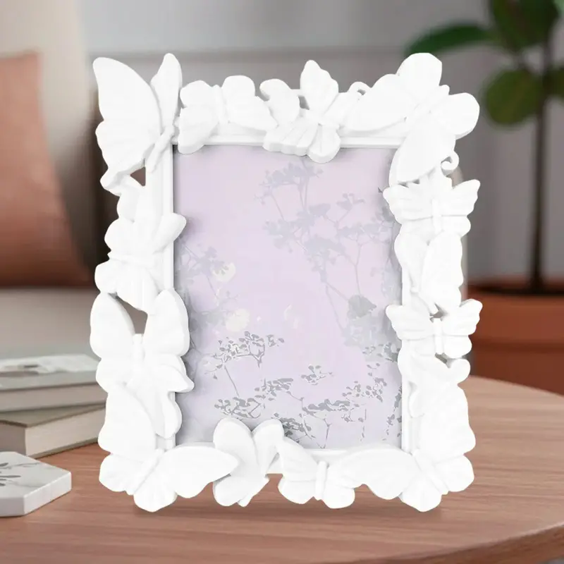 Portarretrato, Diseño Mariposas, Color Blanco 1