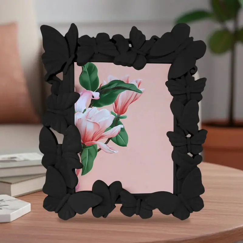 Portarretrato, Diseño Mariposas, Color Negro 2
