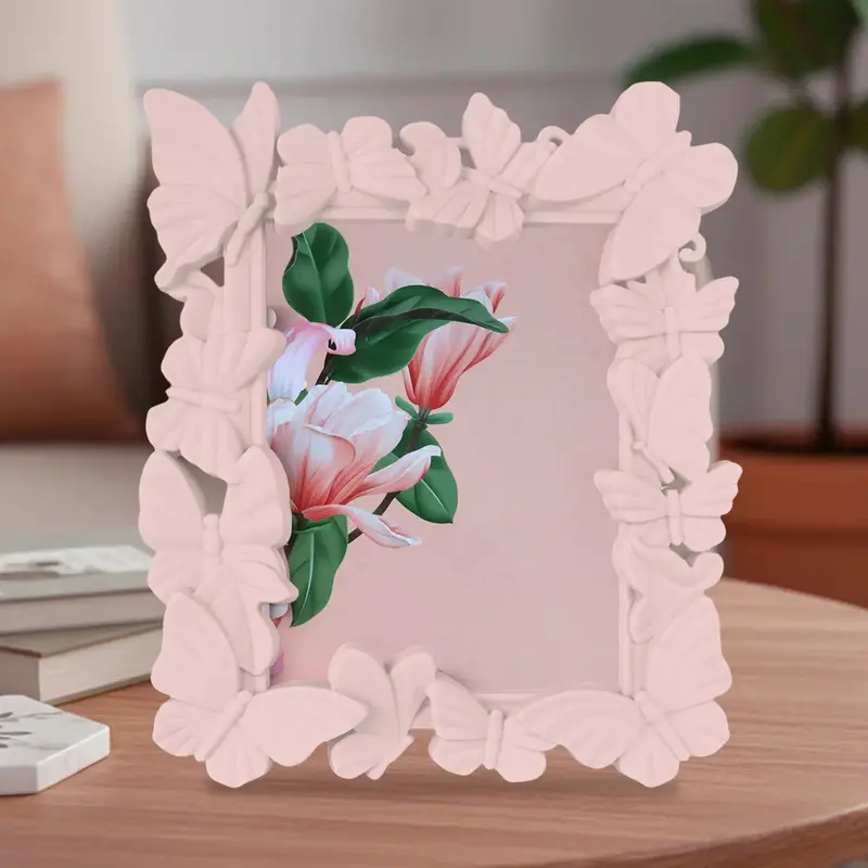 Portarretrato, Diseño Mariposas, Color Rosa 2