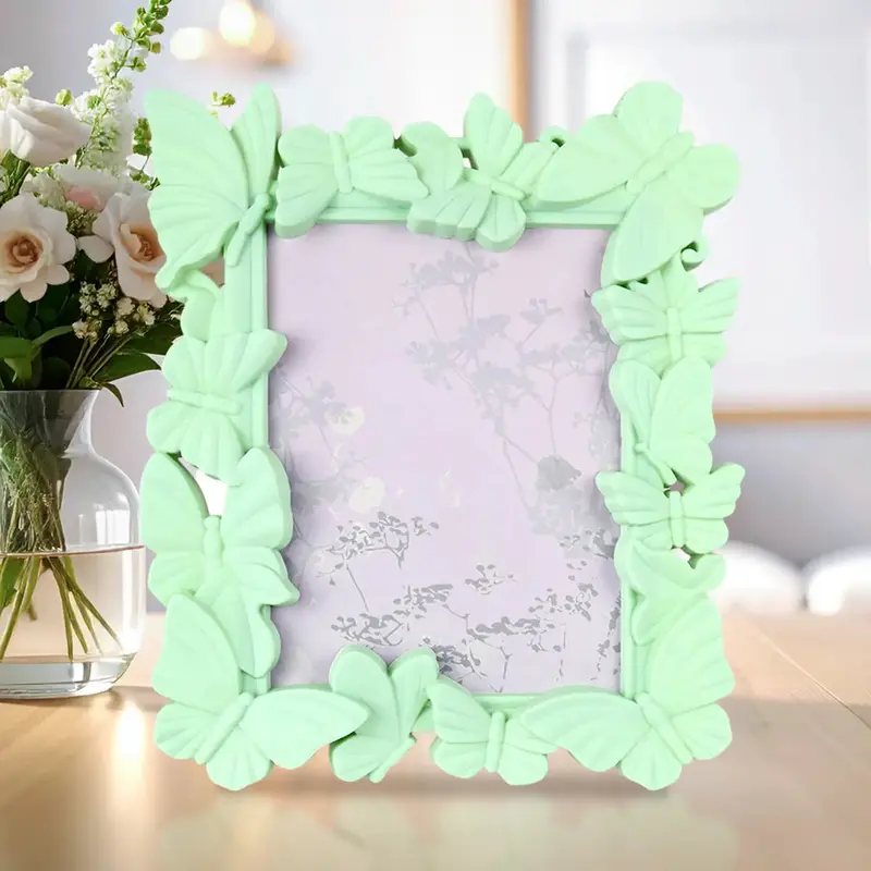 Portarretrato, Diseño Mariposas, Color Verde 2