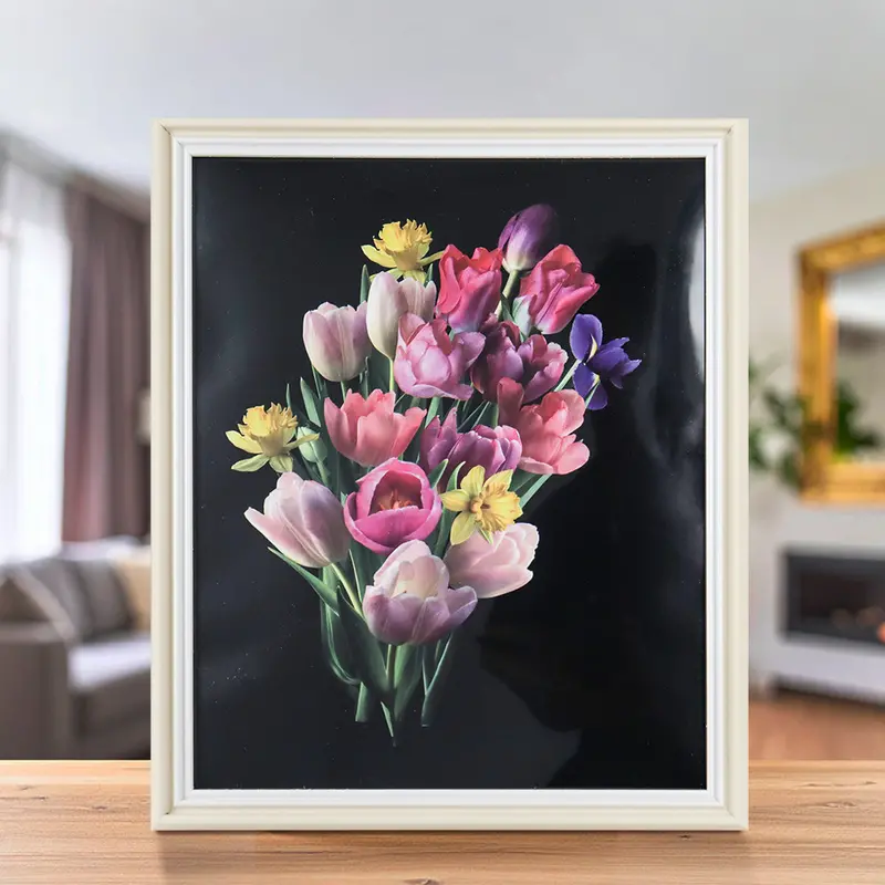 Portarretrato Flores, Color Crema Y Blanco, 20X25 Cm 1