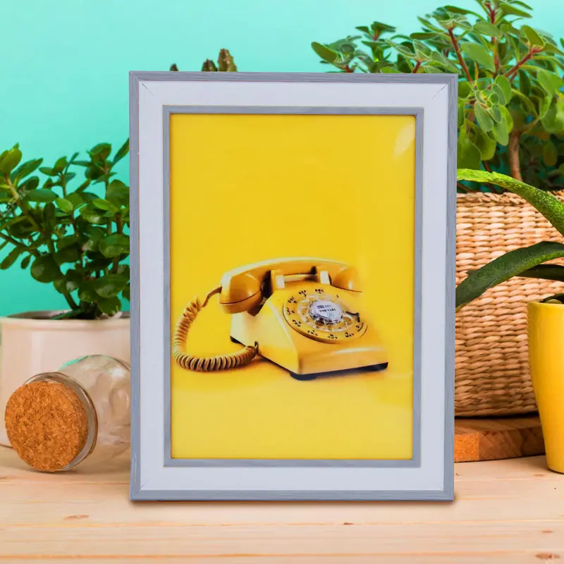 Portarretrato Teléfono, Color Blanco Con Plata, 12X17 Cm 1