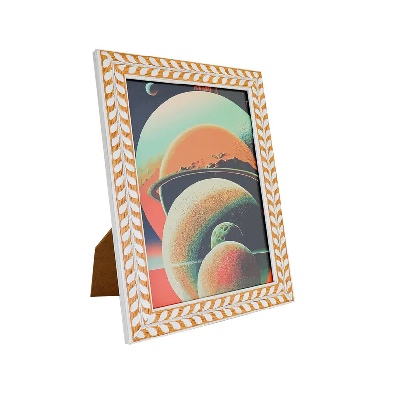 Portarretratos Con Diseño De Hojas Color Naranja 18X13cm 2