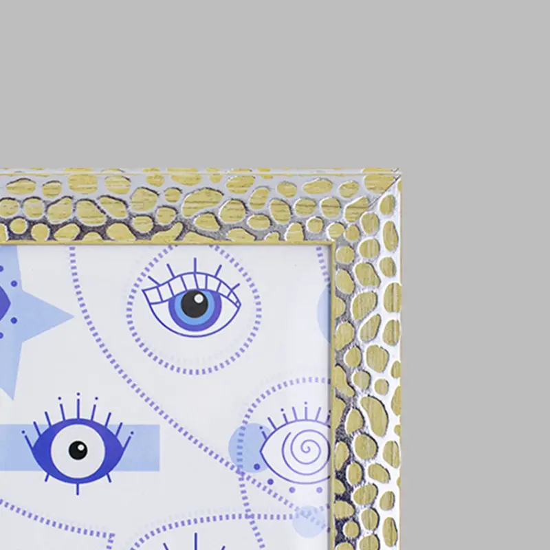 Portarretratos Con Diseño De Panal Color Beige Con Plata 10X15cm 2