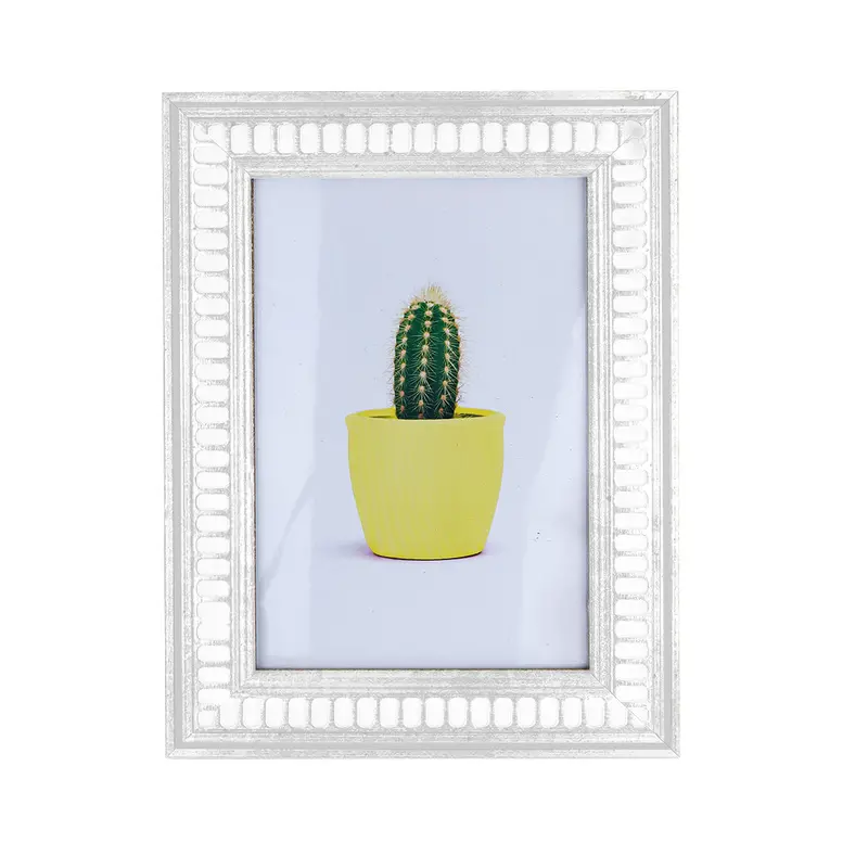 Portarretratos Con Marco Color Plata Con Blanco 10X15cm 2