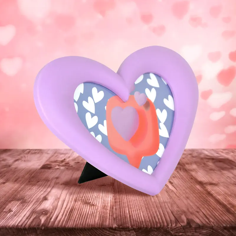 Portarretratos En Forma De Corazón, Color Lila 2