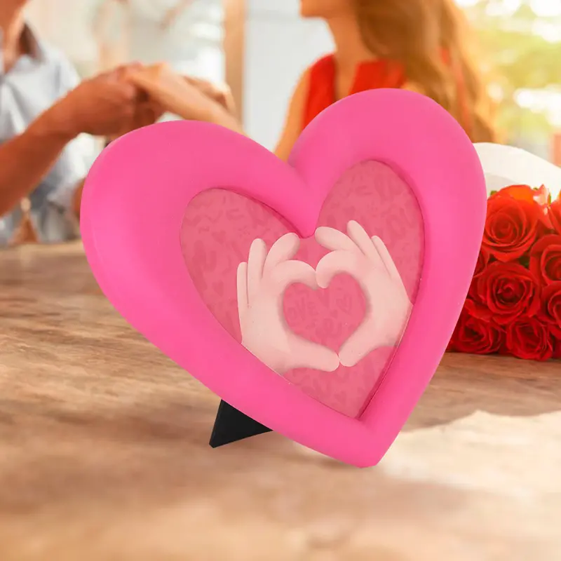 Portarretratos En Forma De Corazón, Color Rosa 2