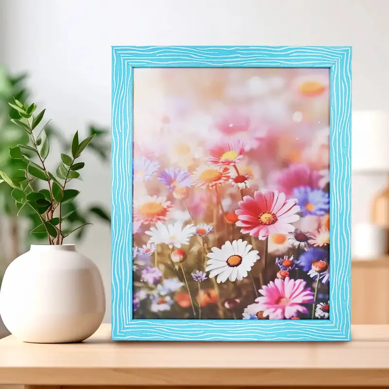 Portarretratos Flores, Color Azul, 20X25cm 1