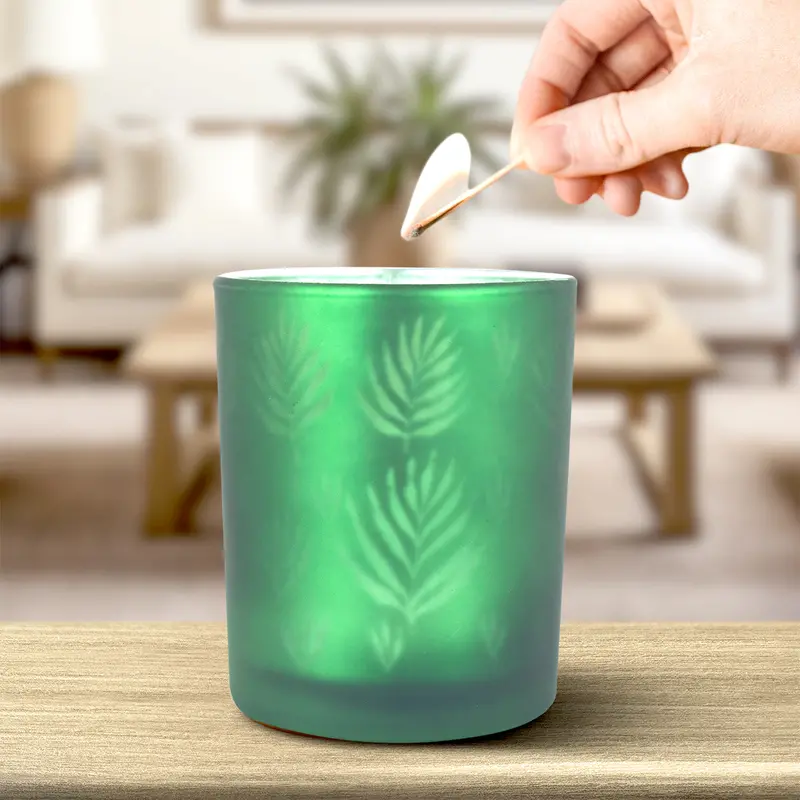 Portavela Clásico Color Verde Con Diseño De Hojas 1
