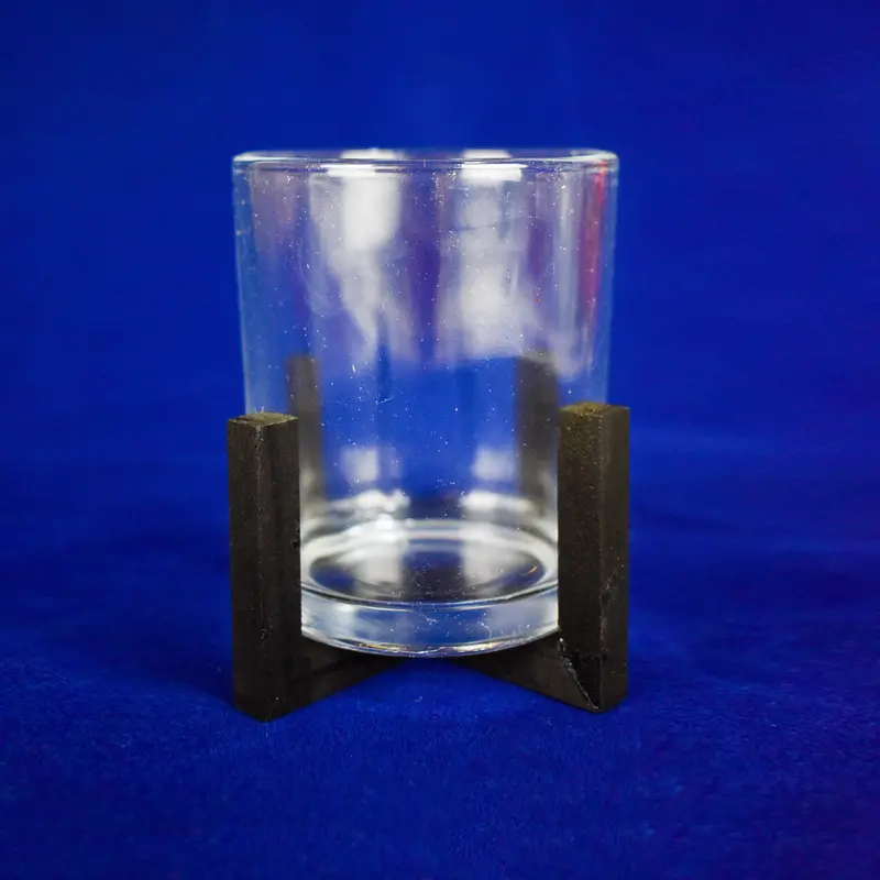 Portavela De Vidrio Con Base De Madera 2