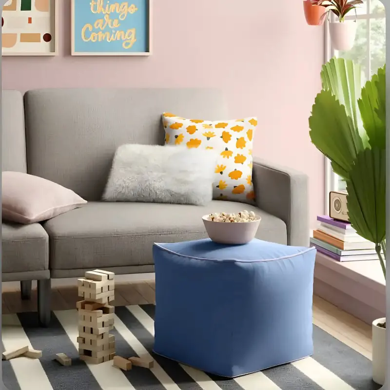 Pouf Cuadrado, Color Azul, Room Essentials 1