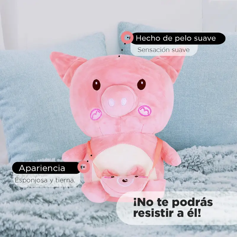 Puerquito De Peluche Con Bolsa Color Rosa 1