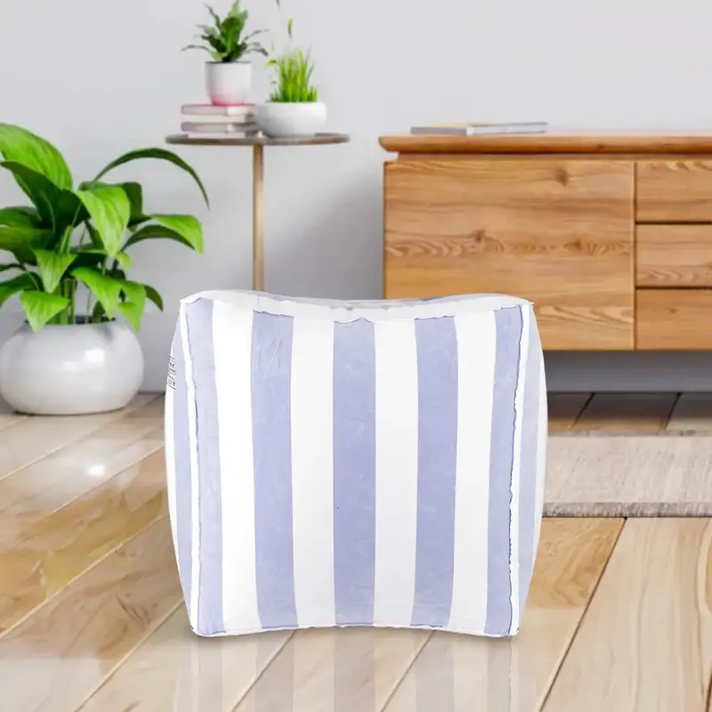 Puff Cubo Inflable, Color Lila Y Blanco 1