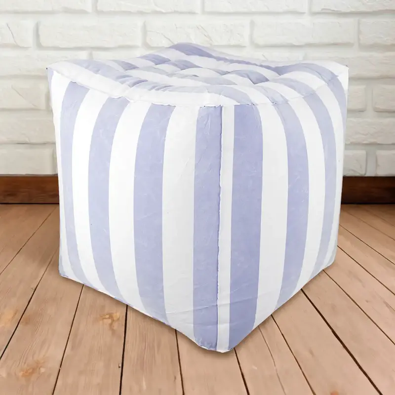 Puff Cubo Inflable, Color Lila Y Blanco 2