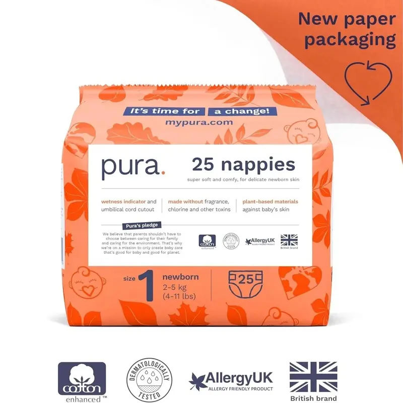 Pura Eco Nappy Size 1 - 25 Nappies 2