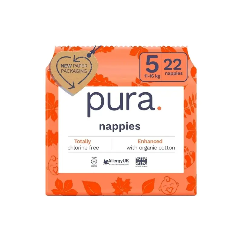 Pura Eco Nappy Size 5 - 22 Nappies 1