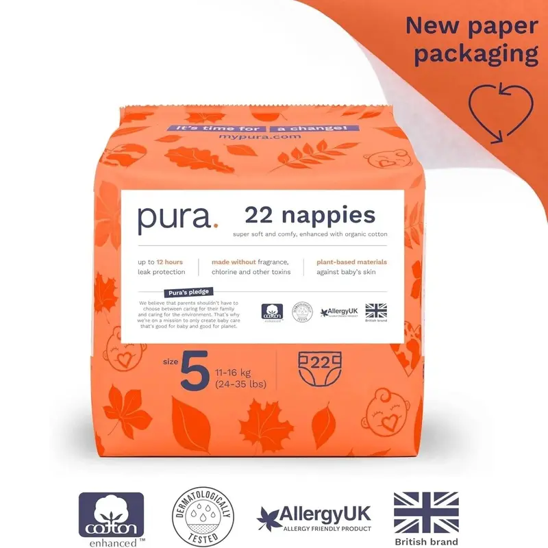 Pura Eco Nappy Size 5 - 22 Nappies 2