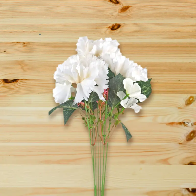 Ramo Artificial De Flores De Clavel Color Blanco 2