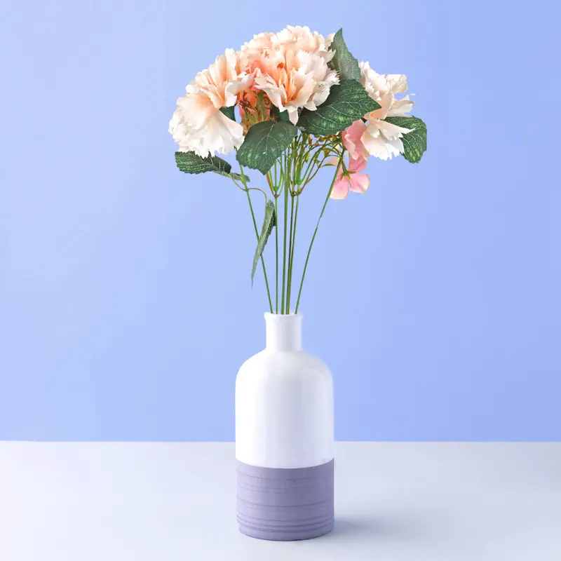 Ramo Artificial De Flores De Clavel Color Durazno 1
