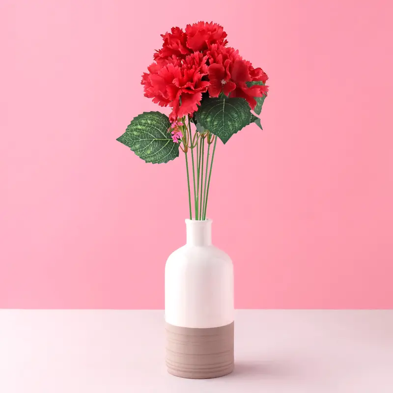 Ramo Artificial De Flores De Clavel Color Rojo 1
