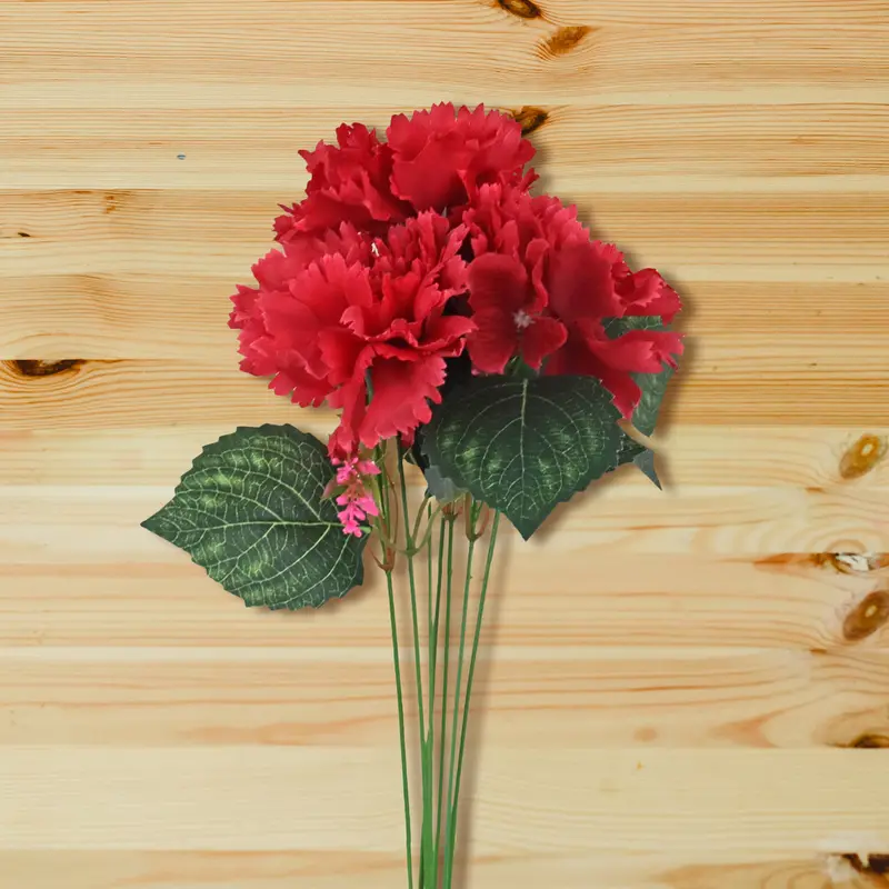 Ramo Artificial De Flores De Clavel Color Rojo 2