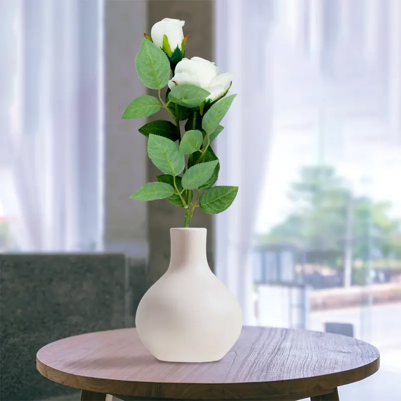 Ramo Con 2 Rosas Artificiales Color Blanco 2