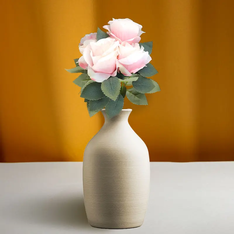 Ramo De Flores Artificiales Color Rosa Con Follaje, 45Cm 1