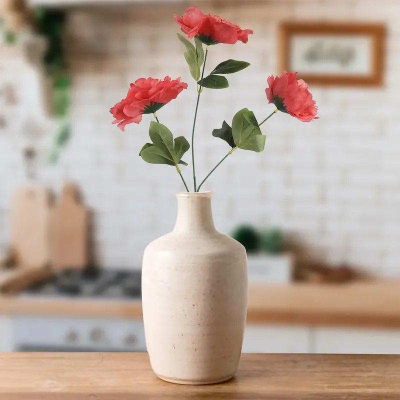 Ramo De Peonias, Color Coral, 3 Pzas 1