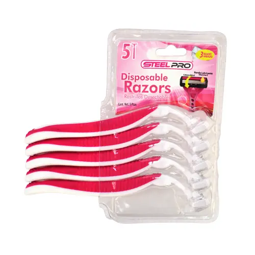 Rastrillo Steel Pro 5Pz Rosa 1