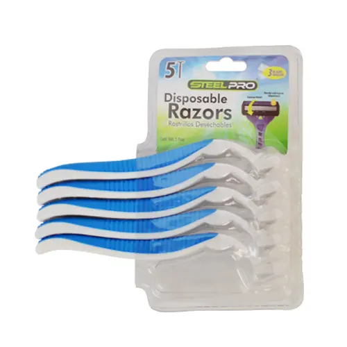 Rastrillo Steel Pro Color Azul, 5 Piezas. 1