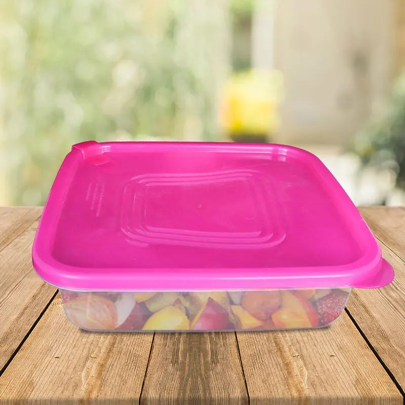Recipiente De Plástico Con Tapa Color Rosa, 2 L 1