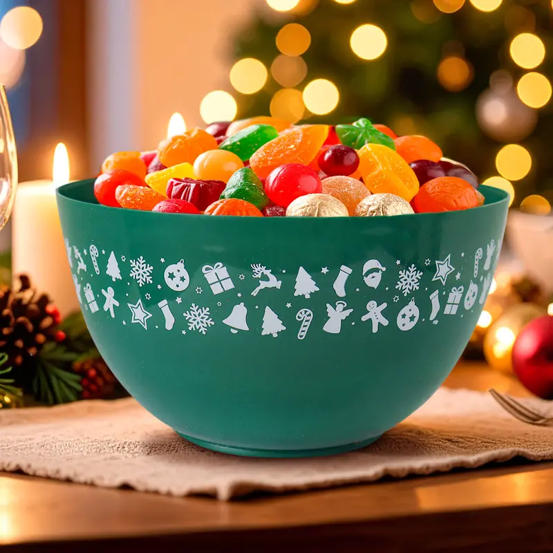 Recipiente De Plástico Navideño, Color Verde 2