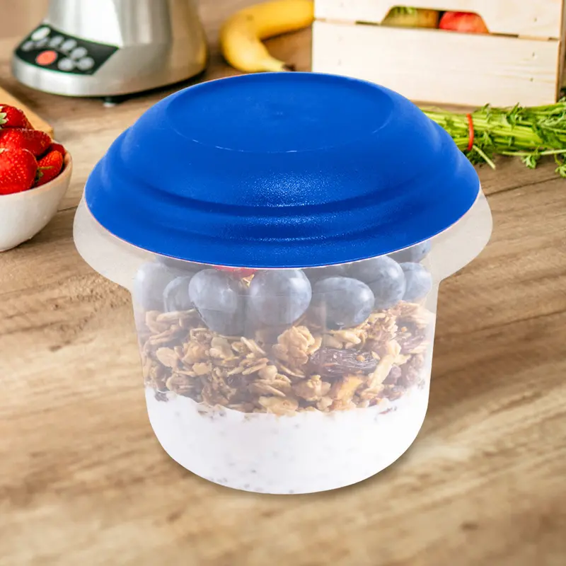 Recipiente Hermético Transparente, Tapa Azul 500 Ml 1