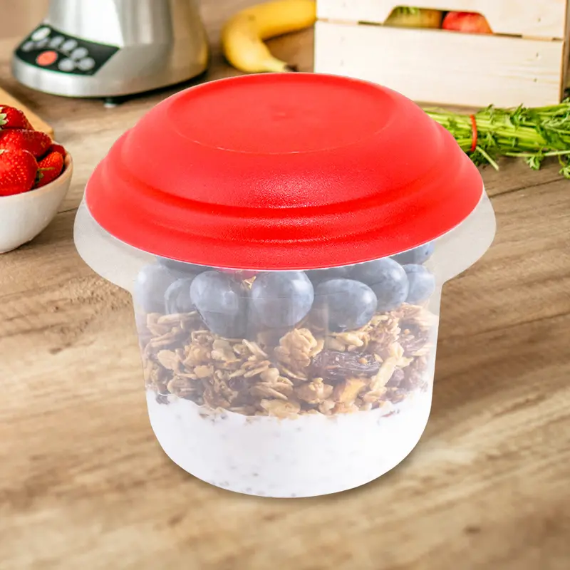 Recipiente Hermético Transparente, Tapa Roja 500 Ml 1