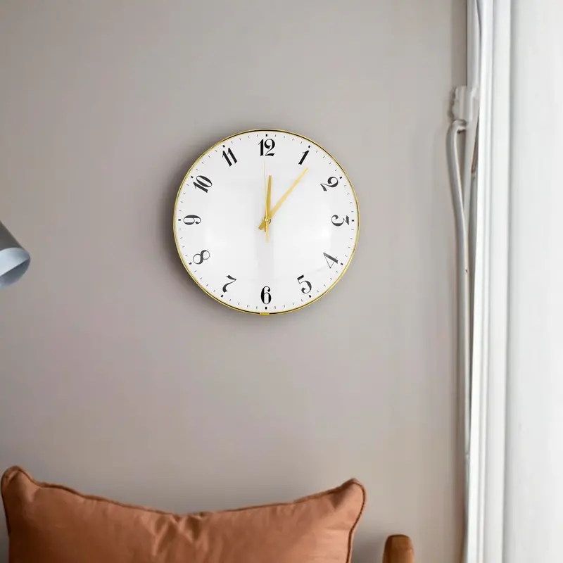 Reloj Circular De Pared, Color Blanco Con Dorado 1