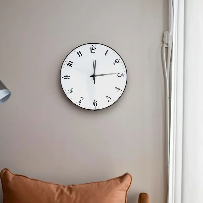Reloj Circular De Pared, Color Blanco Con Negro 1