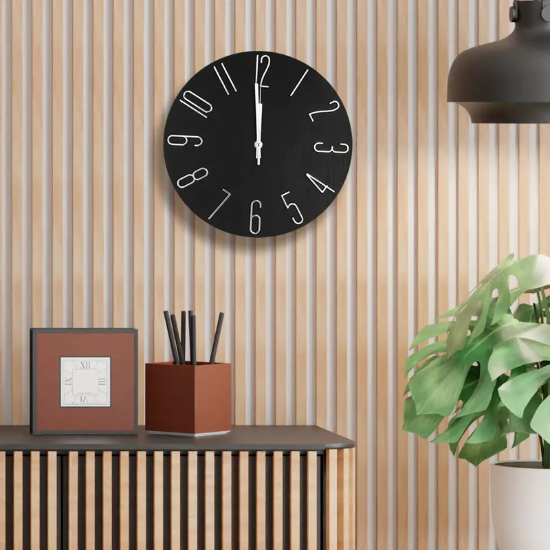 Reloj Circular De Pared, Color Negro, 30Cm 1