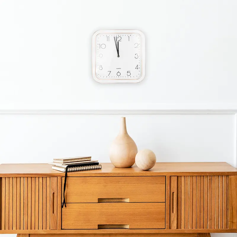 Reloj Cuadrado De Pared, Color Blanco 2