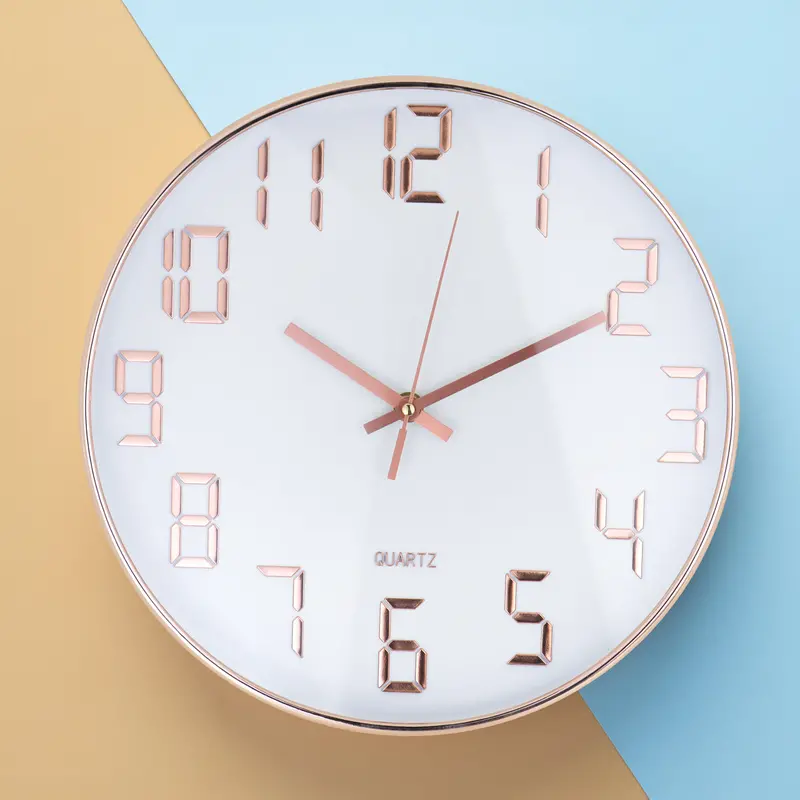 Reloj De Pared Moderno, Color Rosa Con Blanco 1
