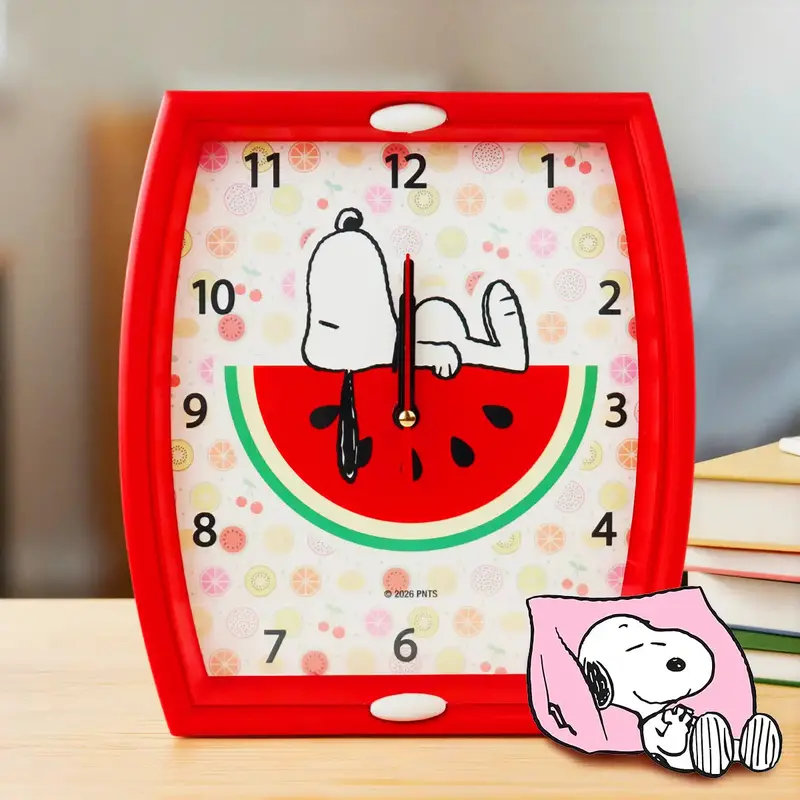 Reloj De Pared Redondo, Snoopy, Color Rojo 2